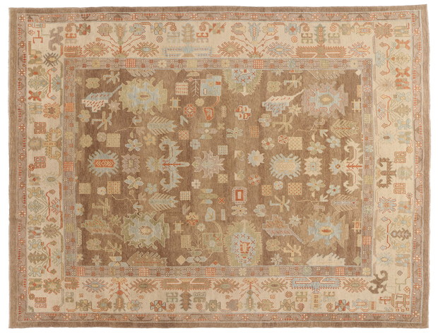 10 x 13 Modern Earth-Tone Turkish Oushak Rug 50853