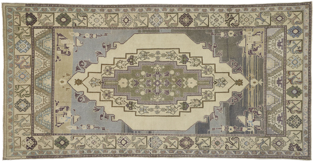 5 x 10 Vintage Neutral Oushak Rug 52475