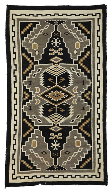 6 x 10 Antique Two Grey Hills Navajo Rug 77275