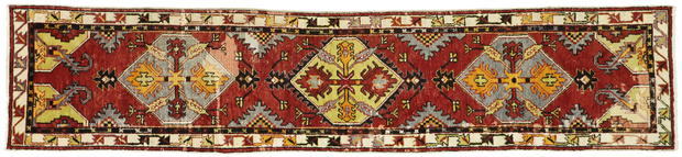 2 x 12 Vintage Turkish Oushak Rug Runner 77279
