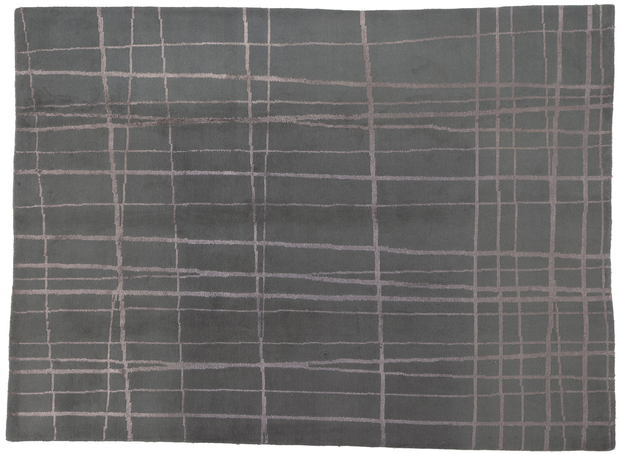 8 x 11 Vintage Gray Tibetan Wool and Silk Rug 77308