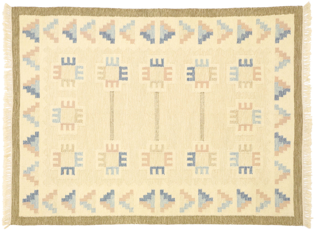 6 x 8 Vintage Pastel Swedish Rollakan Rug 77404