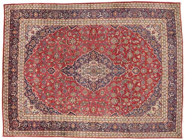 10 x 13 Vintage Persian Kashan Rug 77420