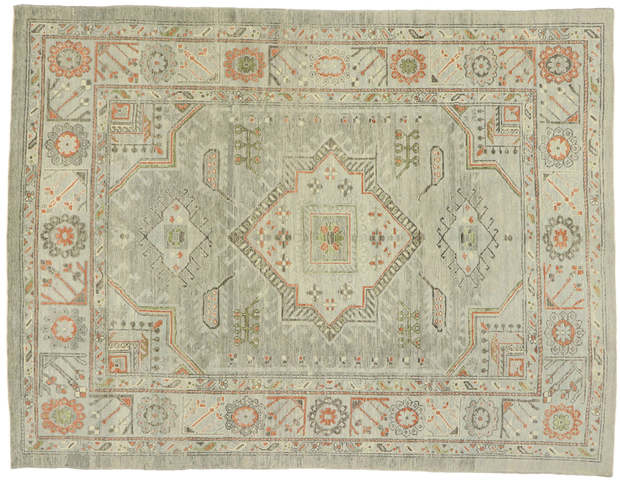 9 x 12 Modern Blue-Gray Turkish Oushak Rug 52870