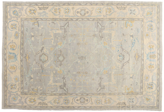 10 x 15 Modern Muted Blue Turkish Oushak Rug 52874