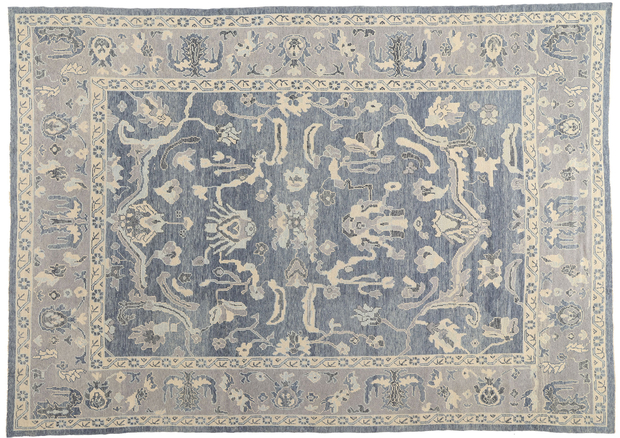10 x 14 Modern Blue Turkish Oushak Rug 52905
