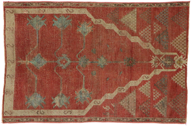 3 x 4 Vintage Turkish Oushak Prayer Rug 53076
