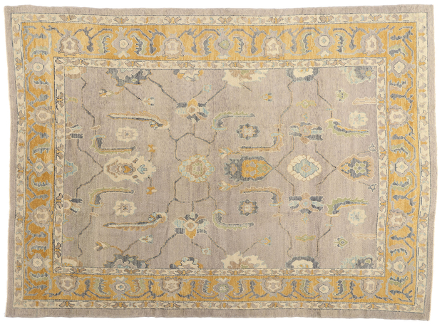 9 x 12 Modern Earth-Tone Turkish Oushak Rug 53206
