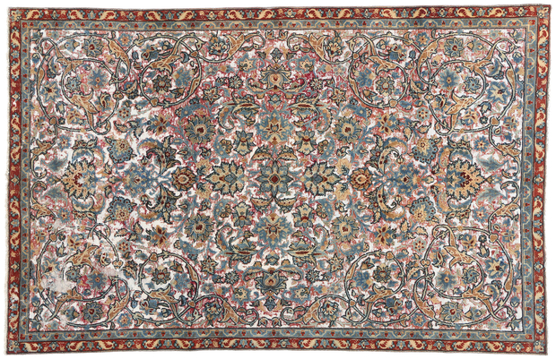 6 x 9 Distressed Antique Persian Tabriz Textured Rug 60824