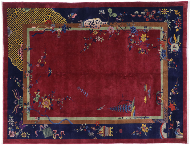 9 x 11 Antique Chinese Art Deco Rug 77631