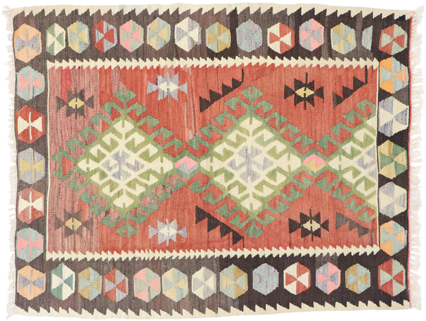 3 x 4 Vintage Persian Shiraz Kilim Rug 77850