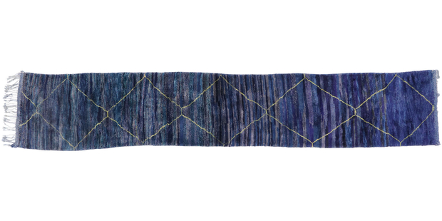 3 x 17 Long Blue Moroccan Rug Runner 21335