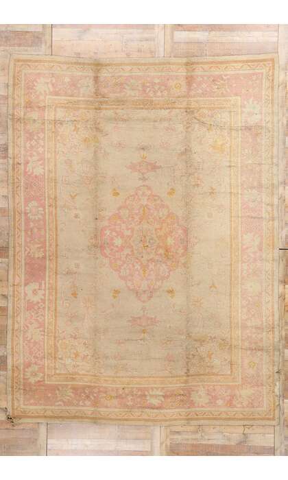 10 x 13 Late 19th Century Antique European Oushak Rug 74018