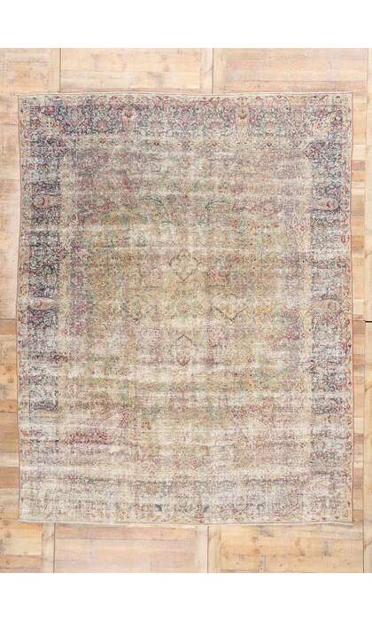 9 x 11 Distressed Antique Persian Kerman Rug 51525