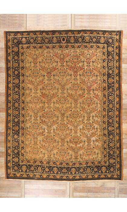 11 x 14 Antique Persian Gol Farang Mashhad Rug 75596