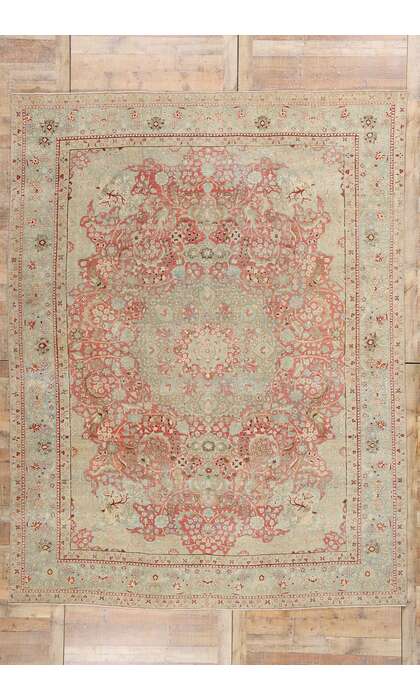 10 x 12 Distressed Antique Persian Tabriz Rug 53165