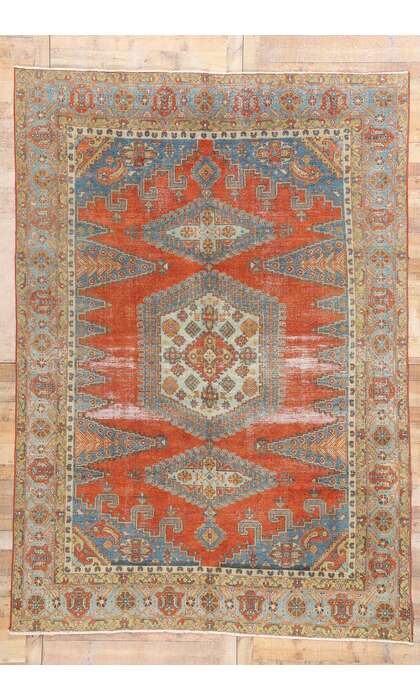 8 x 12 Distressed Antique Persian Viss Rug 60880