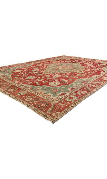 9 x 12 Red and Green Antique Turkish Mahal Rug 52679