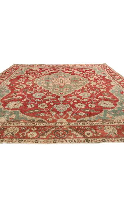 9 x 12 Red and Green Antique Turkish Mahal Rug 52679