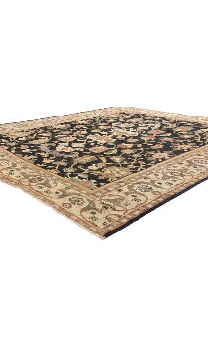 9 x 10 Late 19th Century Antique Black Persian Sultanabad Rug 77104