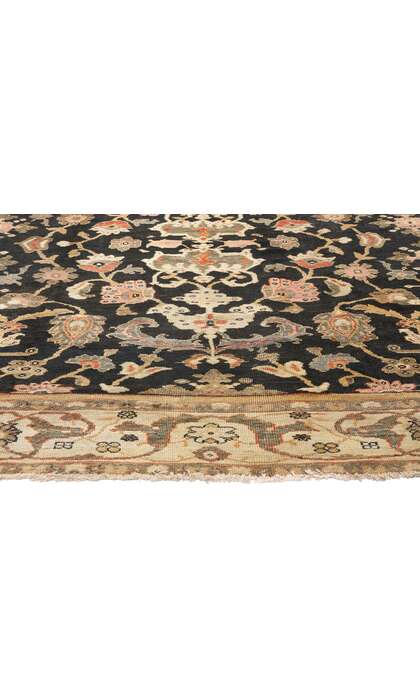 9 x 10 Late 19th Century Antique Black Persian Sultanabad Rug 77104
