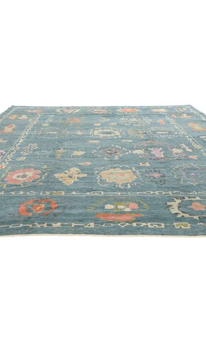 10 x 11 Colorful Blue Turkish Oushak Rug 53554