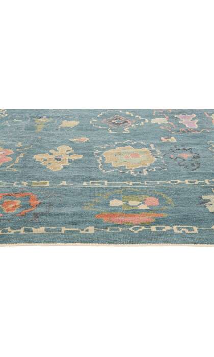 10 x 11 Colorful Blue Turkish Oushak Rug 53554