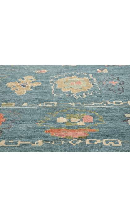 10 x 11 Colorful Blue Turkish Oushak Rug 53554