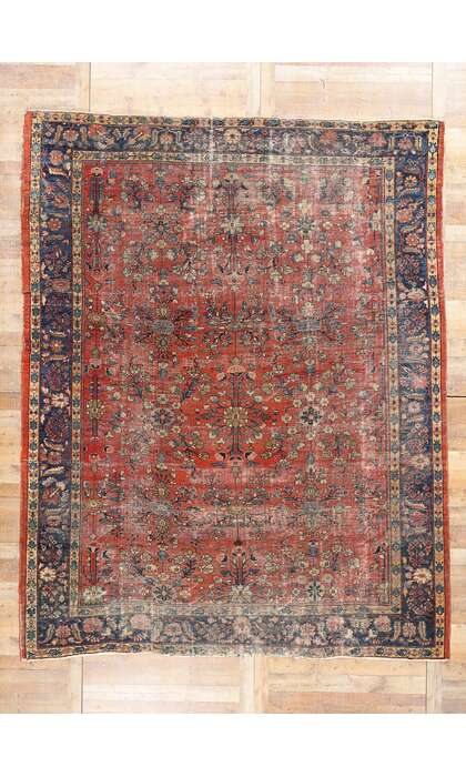 10 x 13 Late 19th Century Distressed Antique Persian Mahal Rug 76704