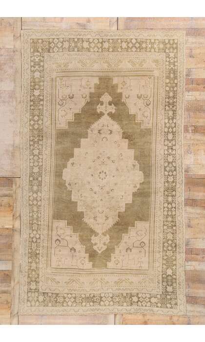 7 x 12 Vintage Earth-Tone Turkish Oushak Rug 52488