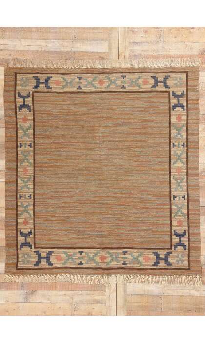 7 x 7 Vintage Swedish Scandinavian Rollakan Rug 79054