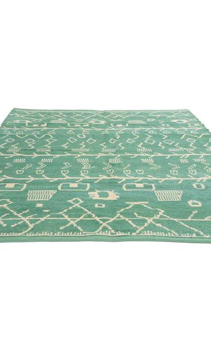 6 x 8 Modern Green Turkish Moroccan Rug 53193
