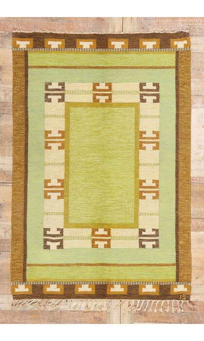 4 x 7 Ingegerd Silow Vintage Swedish Rollakan Rug 78252