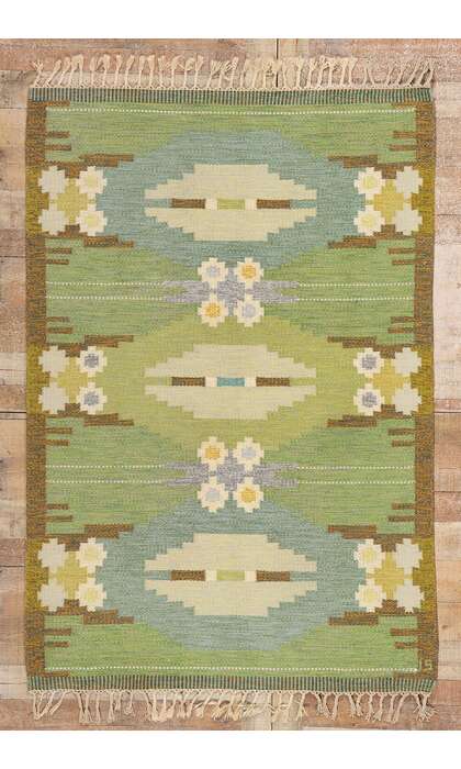 5 x 7 Ingegerd Silow Vintage Swedish Rollakan Rug 79035