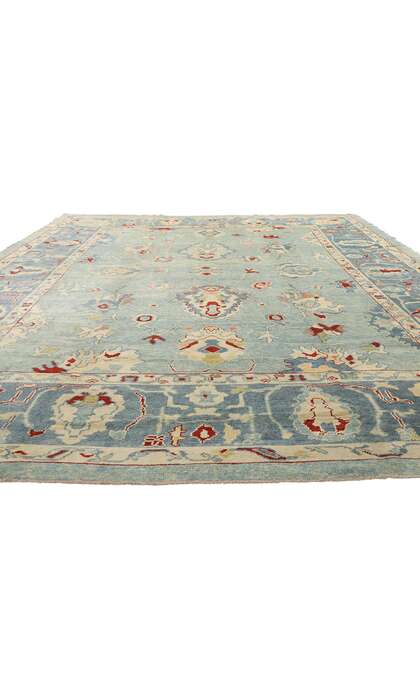 11 x 16 Modern Blue Turkish Oushak Rug 51856