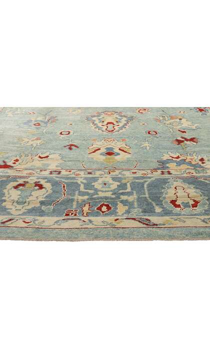 11 x 16 Modern Blue Turkish Oushak Rug 51856