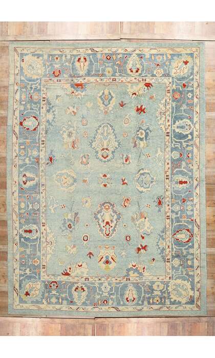 11 x 16 Modern Blue Turkish Oushak Rug 51856