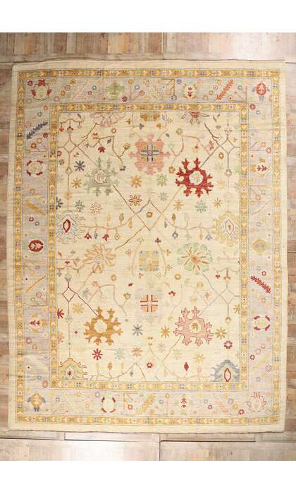 12 x 16 Modern Earth-Tone Oushak Rug 80946