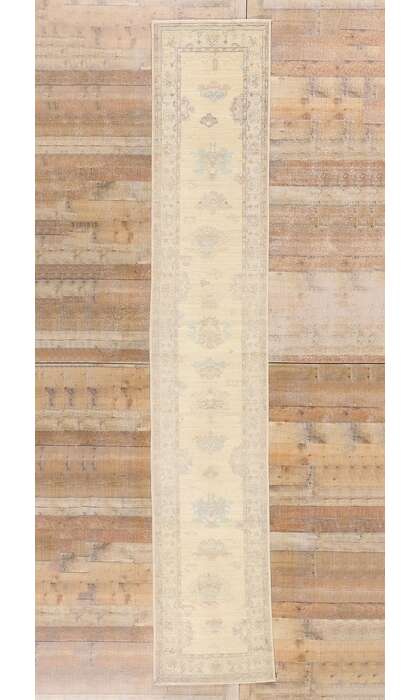 2 x 14 Modern Earth-Tone Oushak Rug Runner 80843