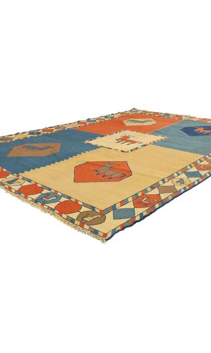 7 x 10 Vintage Persian Qashqai Kilim Rug 61152