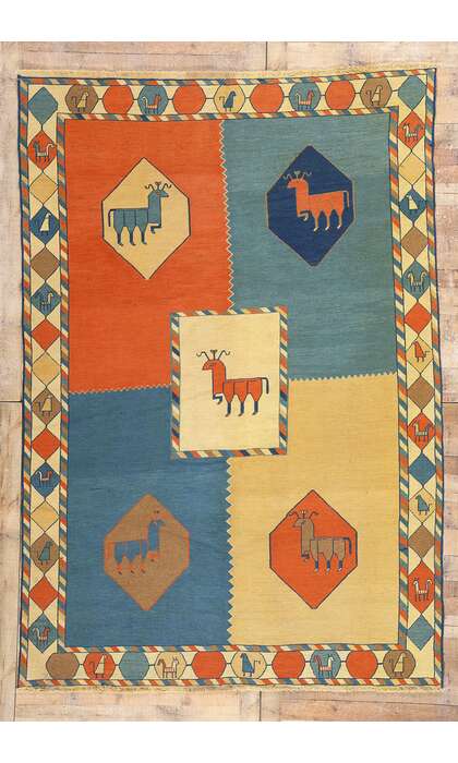 7 x 10 Vintage Persian Qashqai Kilim Rug 61152