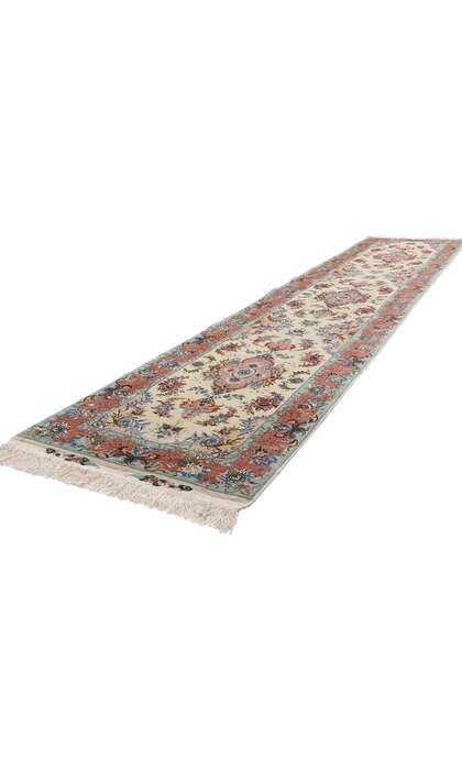 3 x 13 Vintage Persian Tabriz Wool and Silk Rug Runner 79137