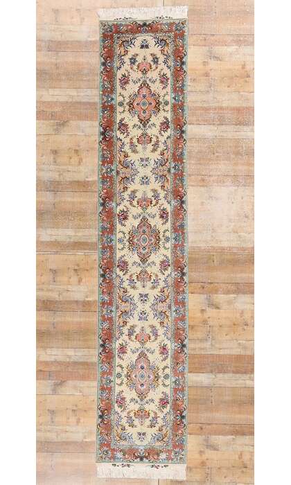 3 x 13 Vintage Persian Tabriz Wool and Silk Rug Runner 79137