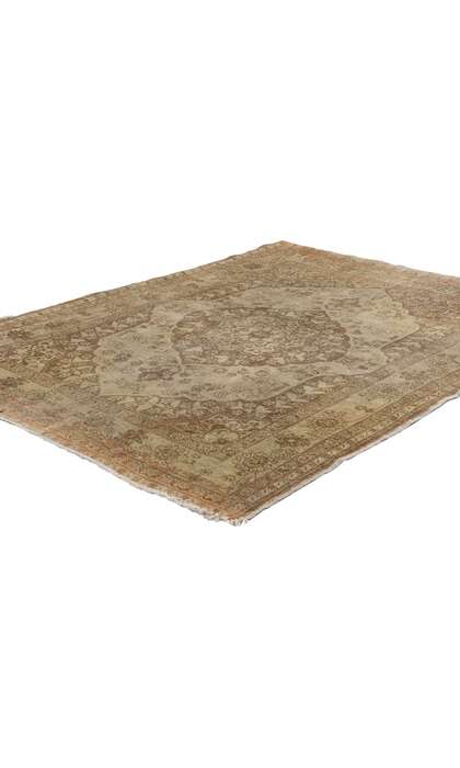 4 x 5 Distressed Antique Persian Tabriz Rug 78784