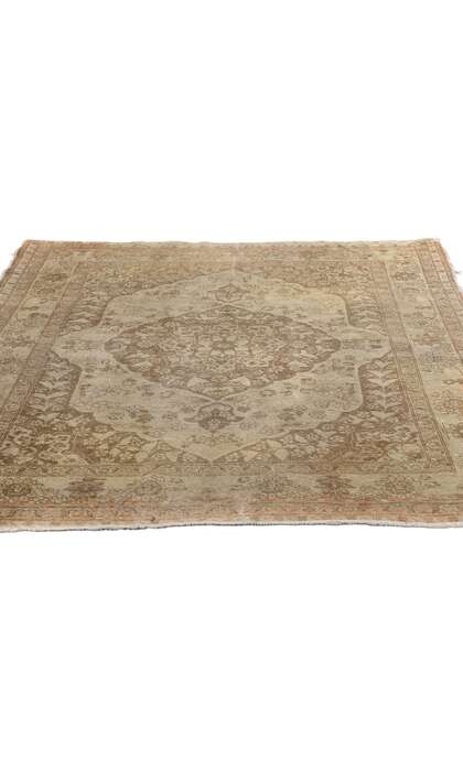 4 x 5 Distressed Antique Persian Tabriz Rug 78784
