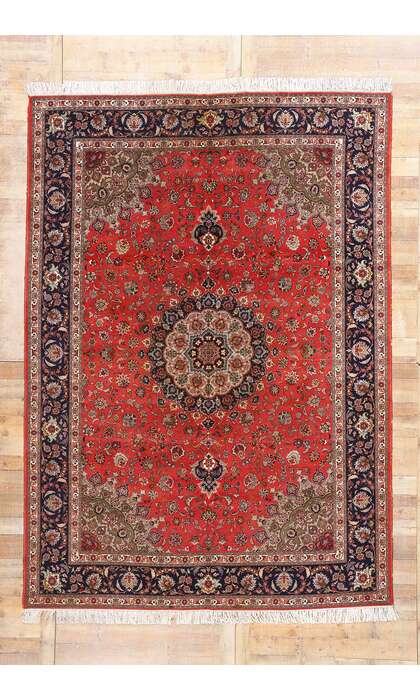 8 x 12 Vintage Red Persian Tabriz Rug 77730