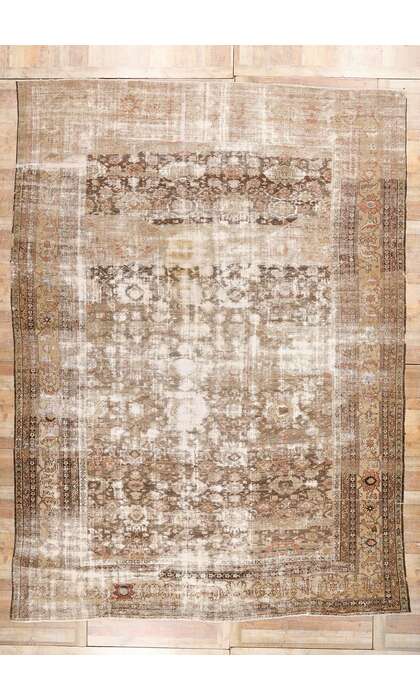 11 x 15 Late 19th Century Distressed Antique Persian Sultanabad Rug 73021