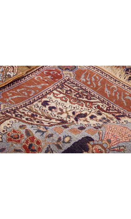 2 x 3 Antique Persian Mohtasham Kashan Pictorial Rug 77162