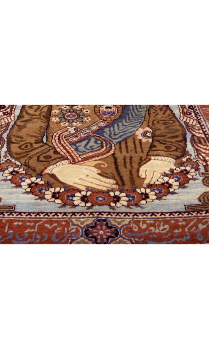 2 x 3 Antique Persian Mohtasham Kashan Pictorial Rug 77162