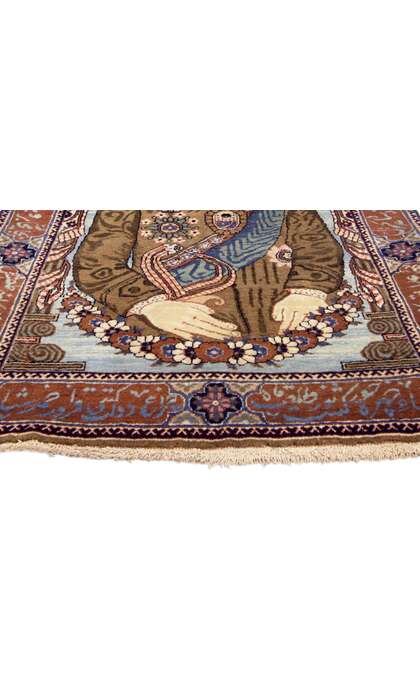 2 x 3 Antique Persian Mohtasham Kashan Pictorial Rug 77162